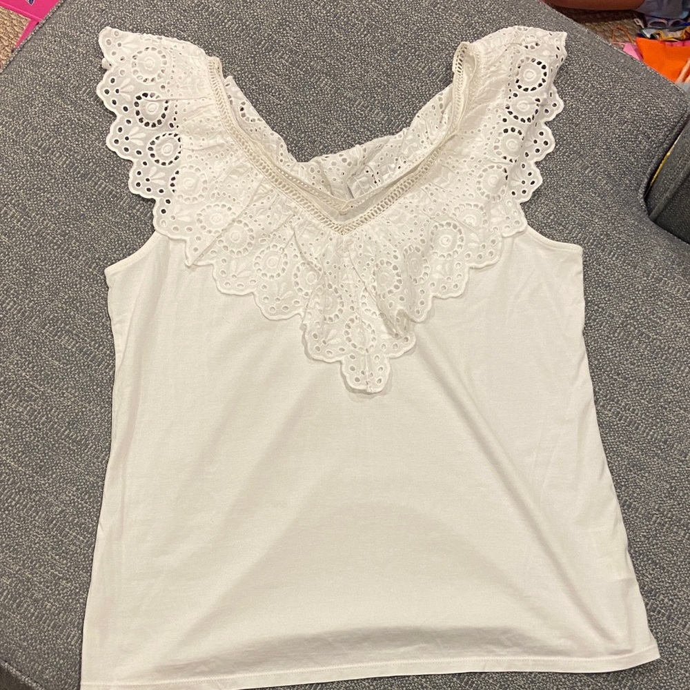 Lilly Pulitzer White Eyelet Lace Tank Top